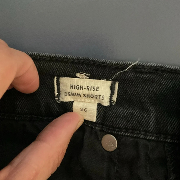 Madewell Womens 26 Black High Rise Cut Off Denim Shorts Distressed - Picture 7 of 7